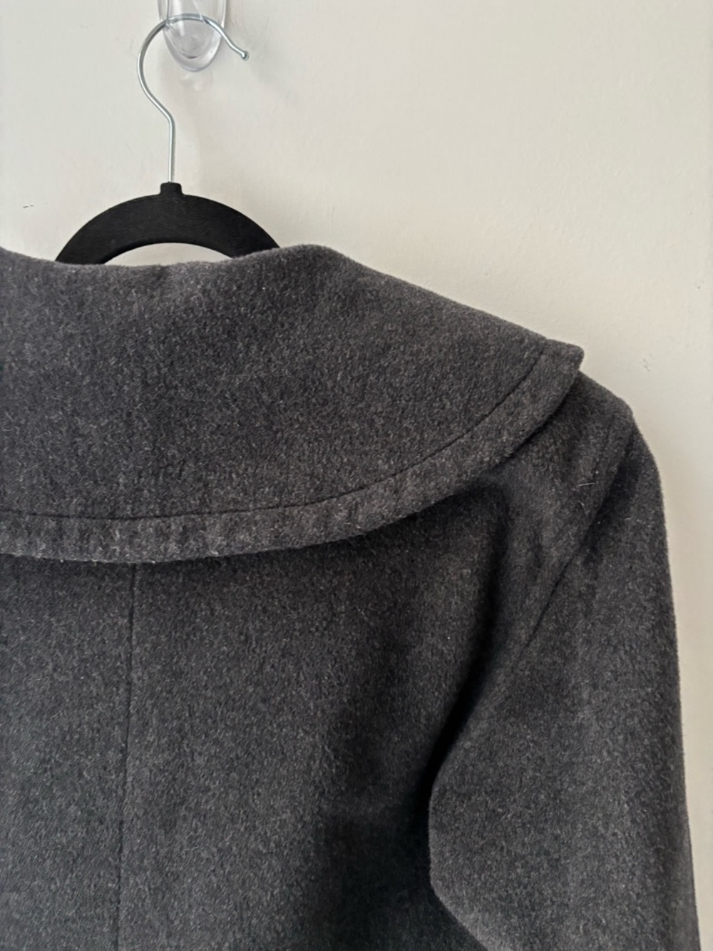 Cropped Wool Jacket Double Breasted | Charcoal Minimalist Chic Blazer - Picture 7 of 10